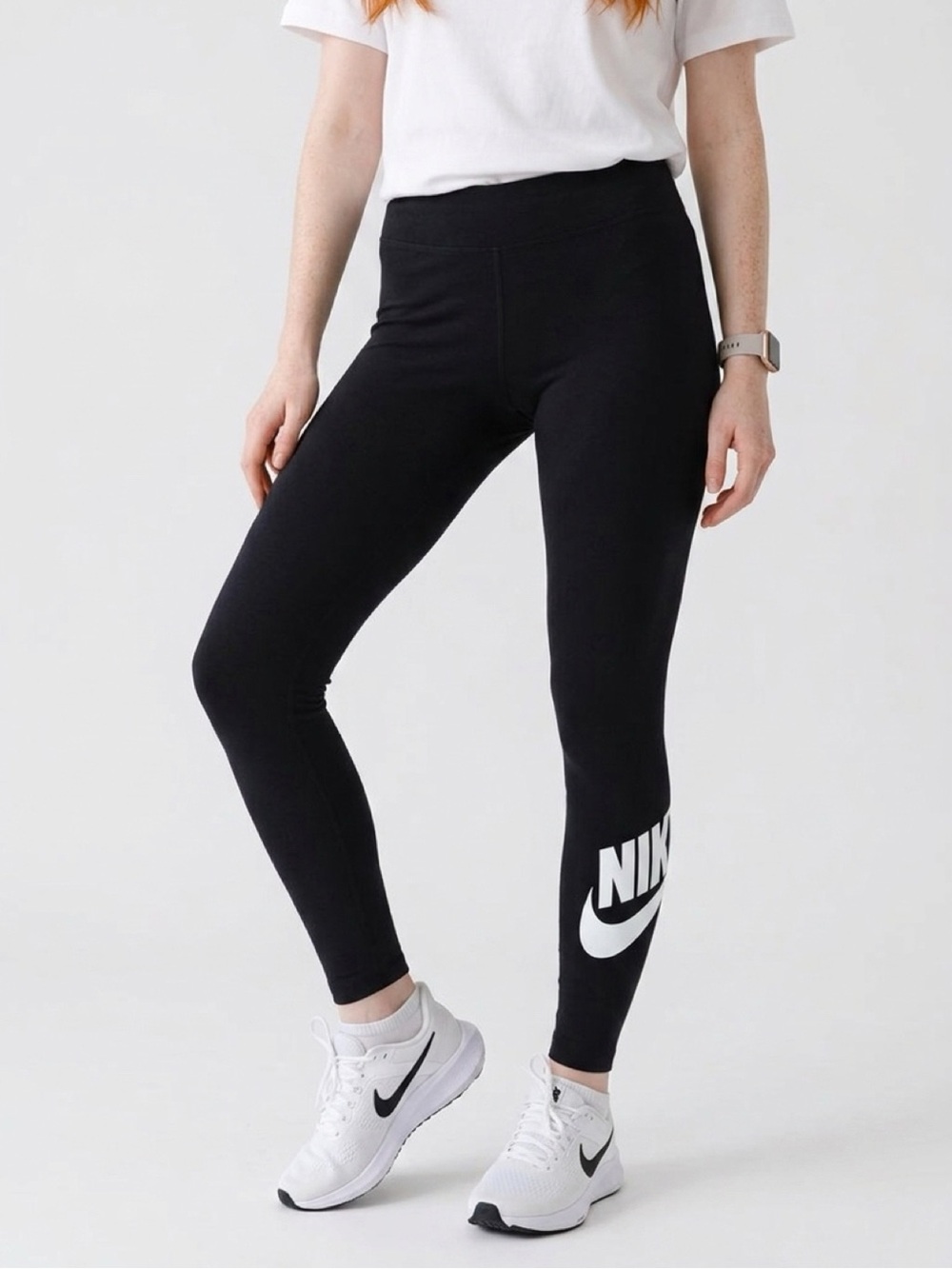 NW/OT Nike Black Leggings with White Logo